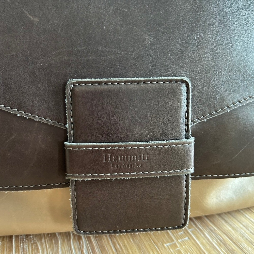 Hammitt Joe Tri-Color Leather Crossbody Bag Brown Tan Navy Red Lining - Picture 5 of 12